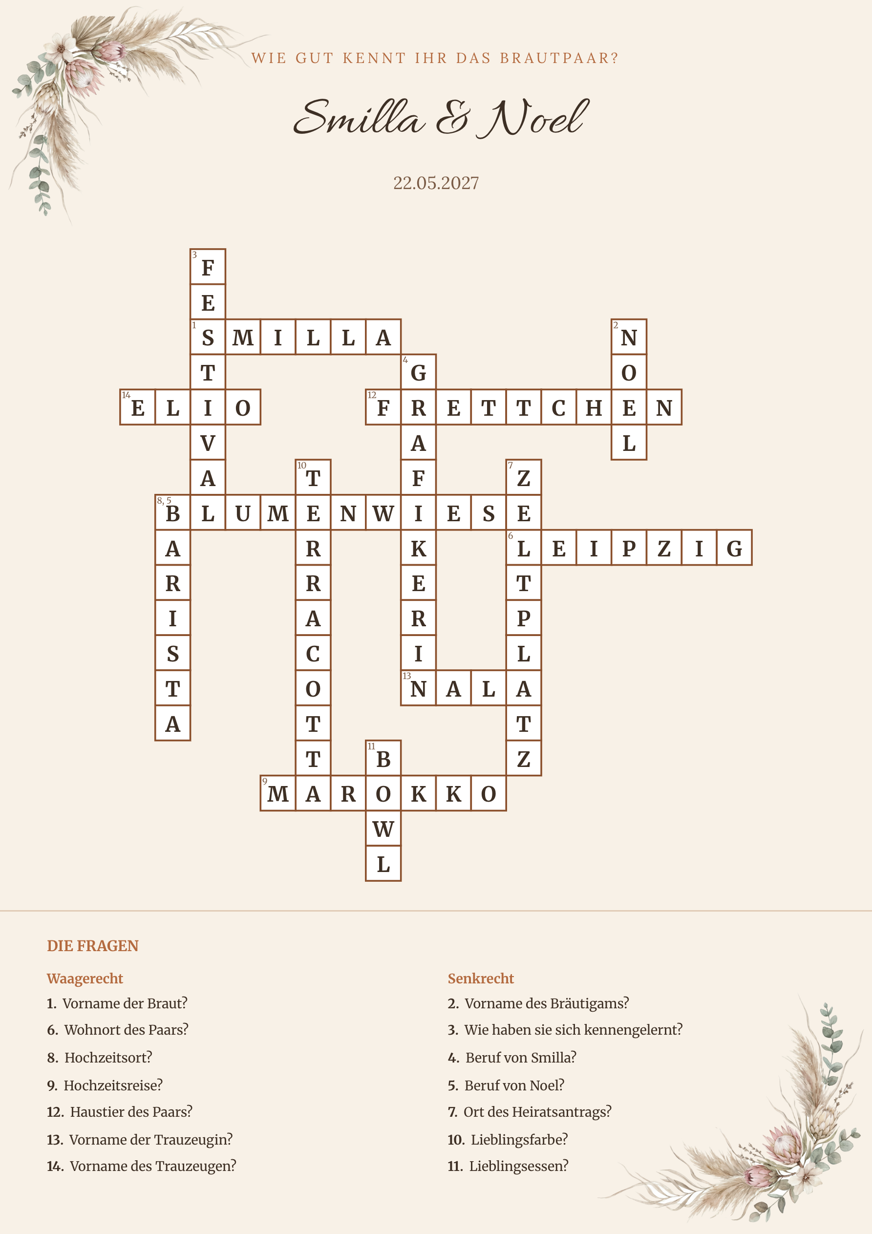 Beispiel-Kreuzworträtsel Smilla & Noel